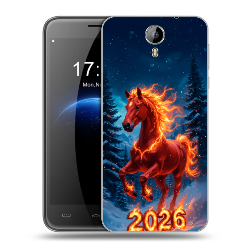 Силиконовый чехол на Homtom HT3 с принтом Новый год коня Силиконовый чехол на Homtom HT3 с принтом Новый год коня