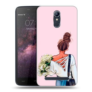 Силиконовый чехол на Homtom HT17 с принтом Девушка и букет Силиконовый чехол на Homtom HT17 с принтом Девушка и букет