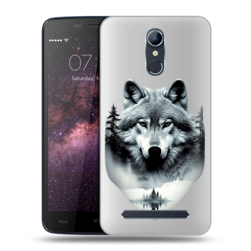 Силиконовый чехол на Homtom HT17 с принтом Волк в лесу