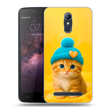 Силиконовый чехол на Homtom HT17 с принтом Котенок в шапке