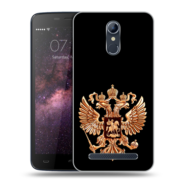 Силиконовый чехол на Homtom HT17 с принтом Герб России золотой Силиконовый чехол на Homtom HT17 с принтом Герб России золотой