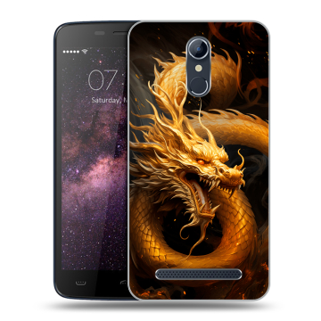 Силиконовый чехол на Homtom HT17 с принтом Золотой дракон Силиконовый чехол на Homtom HT17 с принтом Золотой дракон