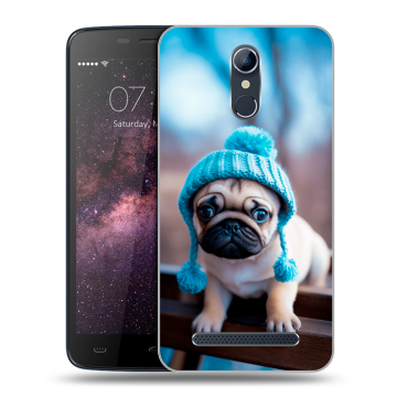 Силиконовый чехол на Homtom HT17 с принтом Мопс в шапке Силиконовый чехол на Homtom HT17 с принтом Мопс в шапке