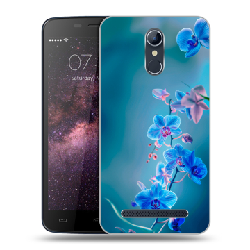 Силиконовый чехол на Homtom HT17 с принтом Голубые цветы Силиконовый чехол на Homtom HT17 с принтом Голубые цветы