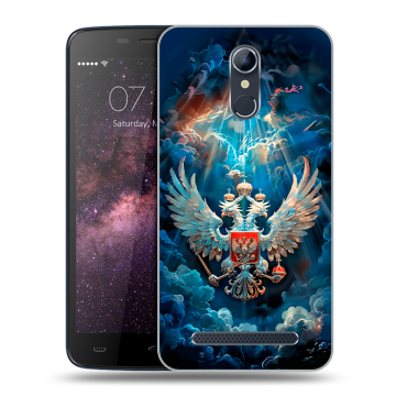 Силиконовый чехол на Homtom HT17 с принтом Герб флаг России