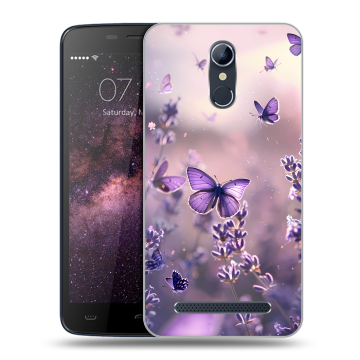 Силиконовый чехол на Homtom HT17 с принтом бабочки и лаванда Силиконовый чехол на Homtom HT17 с принтом бабочки и лаванда