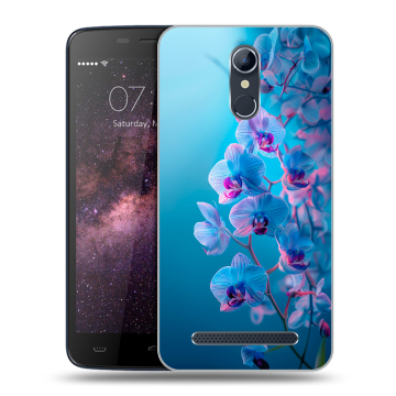 Силиконовый чехол на Homtom HT17 с принтом голубые орхидеи