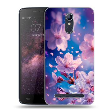Силиконовый чехол на Homtom HT17 с принтом цветы бабочки