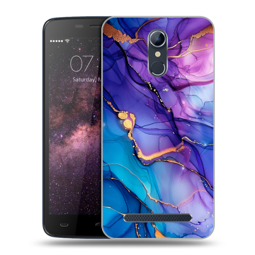 Силиконовый чехол на Homtom HT17 с принтом синий мрамор