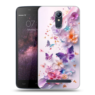 Силиконовый чехол на Homtom HT17 с принтом цветы бабочки
