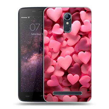 Силиконовый чехол на Homtom HT17 с принтом розовые сердечки Силиконовый чехол на Homtom HT17 с принтом розовые сердечки