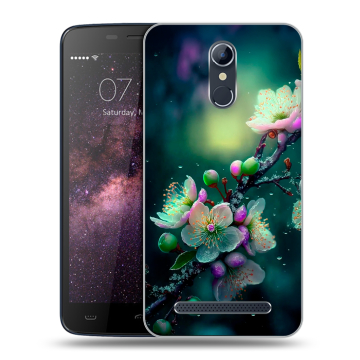 Силиконовый чехол на Homtom HT17 с принтом Цветы и мрамор