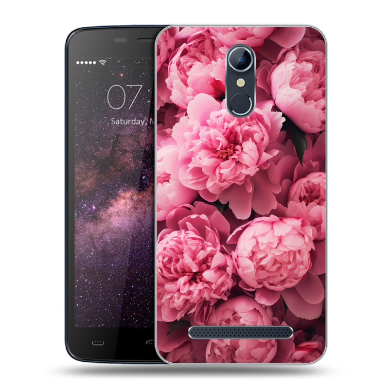 Силиконовый чехол на Homtom HT17 с принтом цветы пионы Силиконовый чехол на Homtom HT17 с принтом цветы пионы