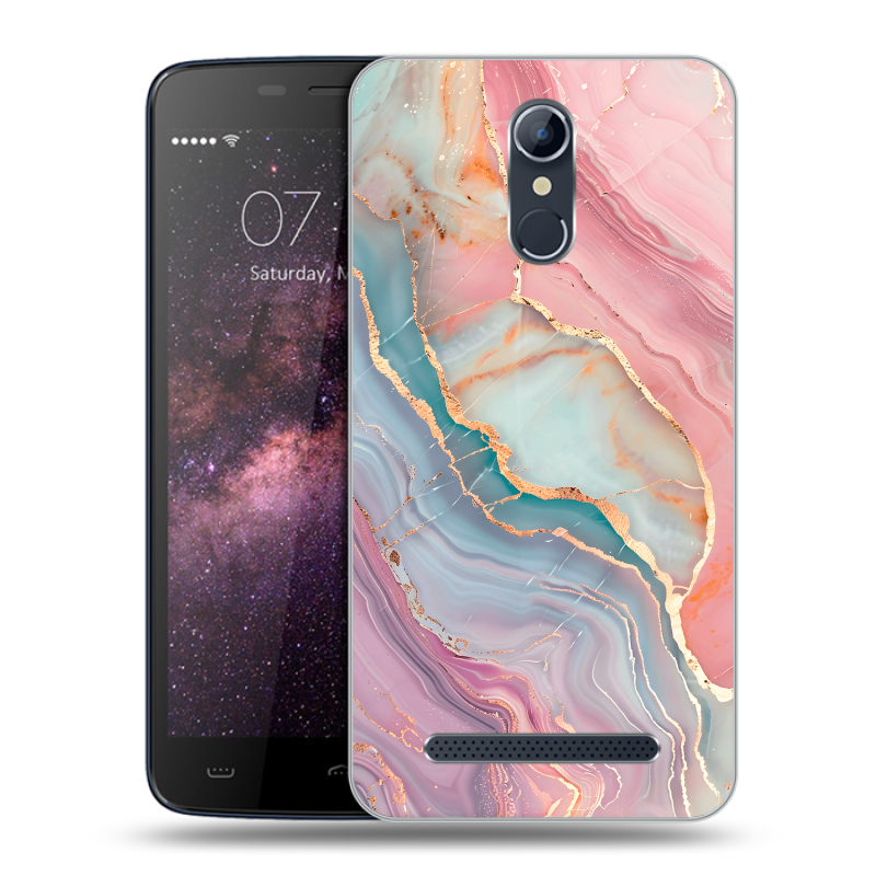 Силиконовый чехол на Homtom HT17 с принтом розовый мрамор Силиконовый чехол на Homtom HT17 с принтом розовый мрамор