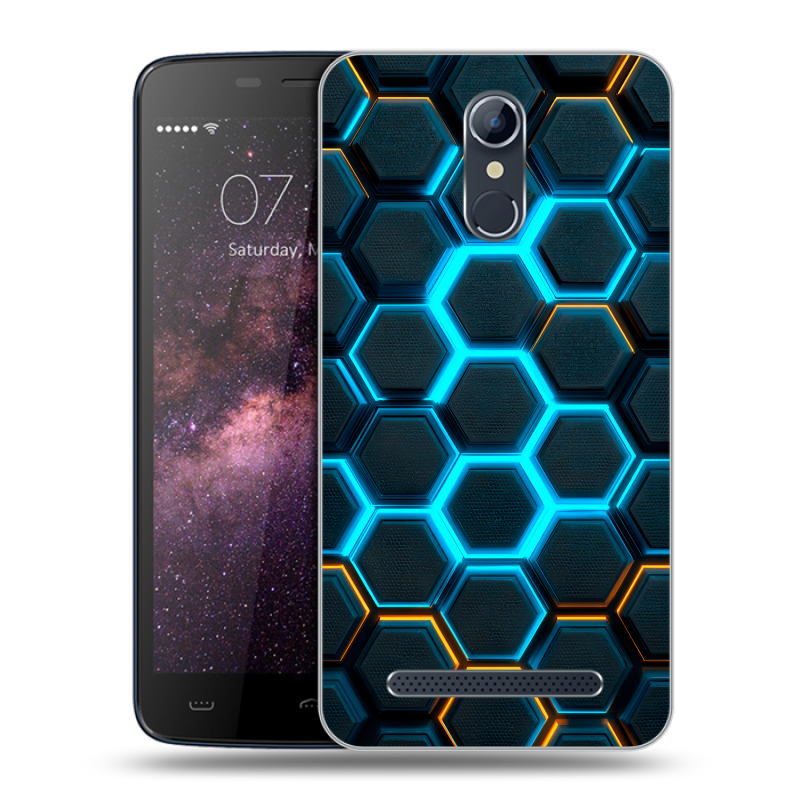 Силиконовый чехол на Homtom HT17 с принтом Неоновые соты Силиконовый чехол на Homtom HT17 с принтом Неоновые соты