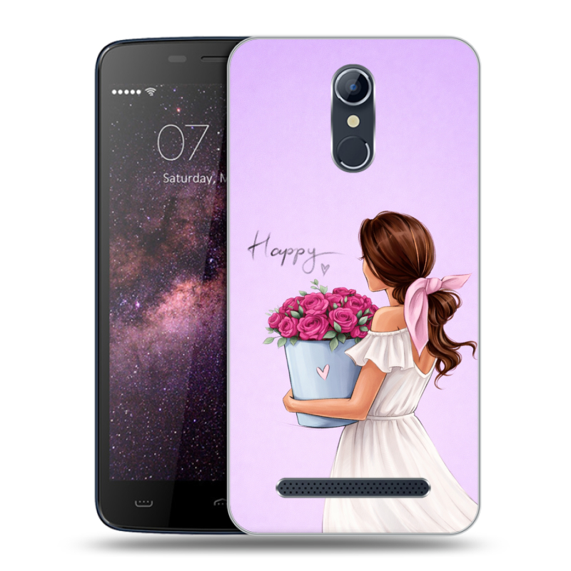 Силиконовый чехол на Homtom HT17 с принтом женский Силиконовый чехол на Homtom HT17 с принтом женский