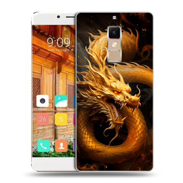 Пластиковый чехол на Elephone S3 с принтом Золотой дракон Пластиковый чехол на Elephone S3 с принтом Золотой дракон