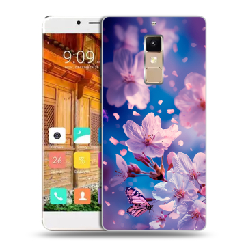 Пластиковый чехол на Elephone S3 с принтом цветы бабочки Пластиковый чехол на Elephone S3 с принтом цветы бабочки