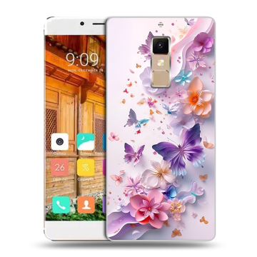 Пластиковый чехол на Elephone S3 с принтом цветы бабочки Пластиковый чехол на Elephone S3 с принтом цветы бабочки
