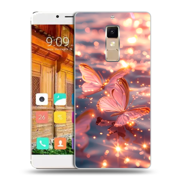 Пластиковый чехол на Elephone S3 с принтом бабочки розовые Пластиковый чехол на Elephone S3 с принтом бабочки розовые