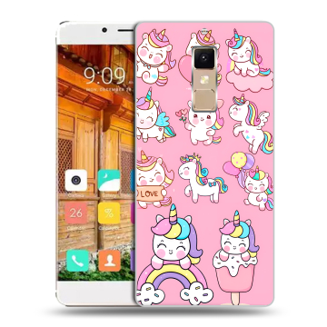 Пластиковый чехол на Elephone S3 с принтом Единороги и радуга