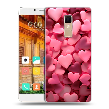 Пластиковый чехол на Elephone S3 с принтом розовые сердечки Пластиковый чехол на Elephone S3 с принтом розовые сердечки