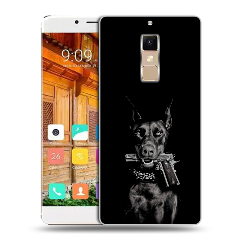 Пластиковый чехол на Elephone S3 с принтом Доберман и пистолет Пластиковый чехол на Elephone S3 с принтом Доберман и пистолет