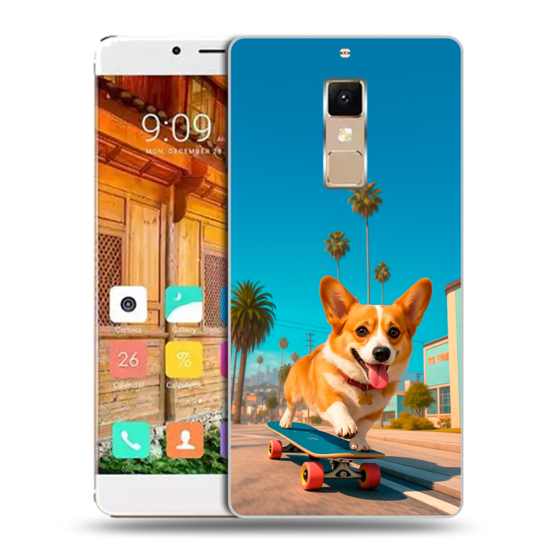 Пластиковый чехол на Elephone S3 с принтом Корги на скейте Пластиковый чехол на Elephone S3 с принтом Корги на скейте