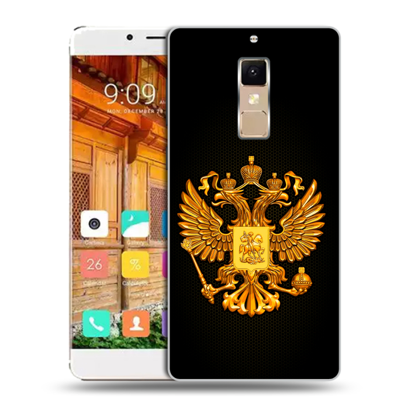 Пластиковый чехол на Elephone S3 с принтом Герб России желтый Пластиковый чехол на Elephone S3 с принтом Герб России желтый