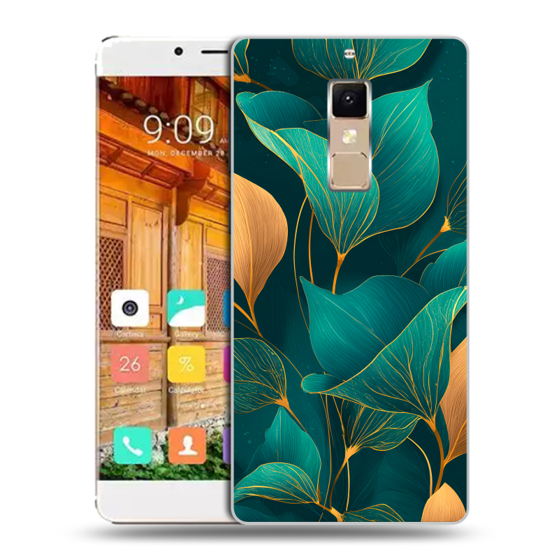 Пластиковый чехол на Elephone S3 с принтом Листья и золото Пластиковый чехол на Elephone S3 с принтом Листья и золото