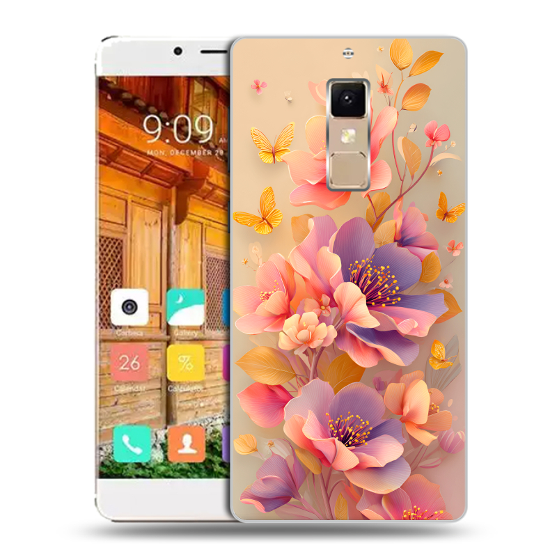 Пластиковый чехол на Elephone S3 с принтом Цветы и бабочки Пластиковый чехол на Elephone S3 с принтом Цветы и бабочки