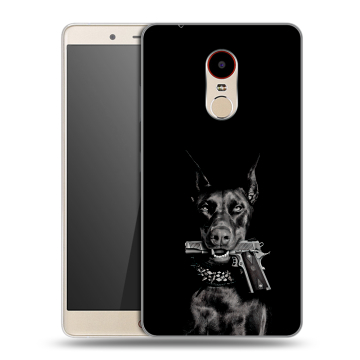 Силиконовый чехол на ZTE Nubia Z11 Max с принтом Доберман и пистолет