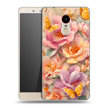 Силиконовый чехол на ZTE Nubia Z11 Max с принтом Цветы и бабочки