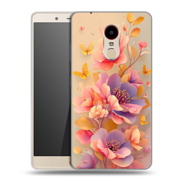 Силиконовый чехол на ZTE Nubia Z11 Max с принтом Цветы и бабочки