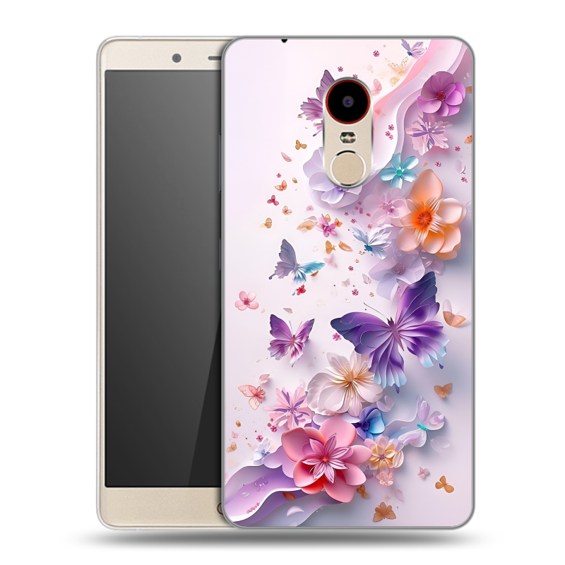 Пластиковый чехол на ZTE Nubia Z11 Max с принтом цветы бабочки Пластиковый чехол на ZTE Nubia Z11 Max с принтом цветы бабочки