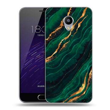 Пластиковый чехол на Meizu M3s Mini с принтом Мрамор зеленое золото