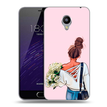 Пластиковый чехол на Meizu M3s Mini с принтом Девушка и букет