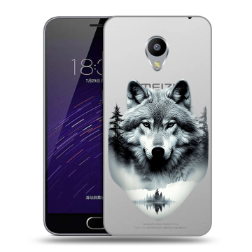 Пластиковый чехол на Meizu M3s Mini с принтом Волк в лесу