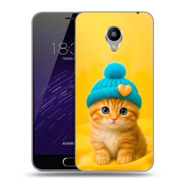 Пластиковый чехол на Meizu M3s Mini с принтом Котенок в шапке