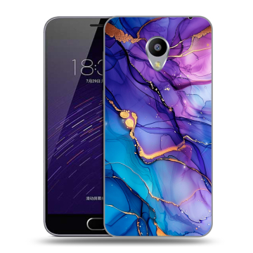 Пластиковый чехол на Meizu M3s Mini с принтом синий мрамор