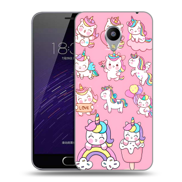 Пластиковый чехол на Meizu M3s Mini с принтом Единороги и радуга