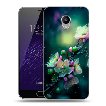 Пластиковый чехол на Meizu M3s Mini с принтом Цветы и мрамор