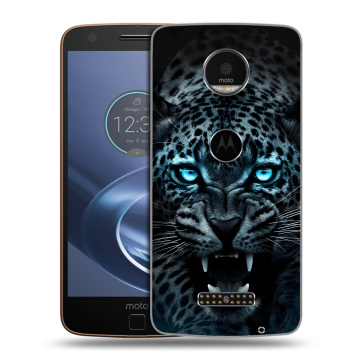 Пластиковый чехол на Lenovo Moto Z с принтом Темный леопард