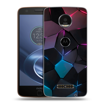 Пластиковый чехол на Lenovo Moto Z с принтом Геометрия неона