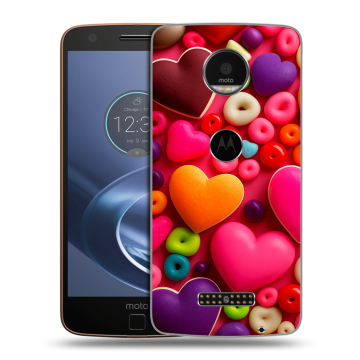 Пластиковый чехол на Lenovo Moto Z с принтом Сердечки