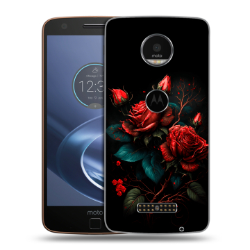 Пластиковый чехол на Lenovo Moto Z с принтом Розы красные