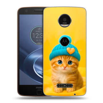 Пластиковый чехол на Lenovo Moto Z с принтом Котенок в шапке