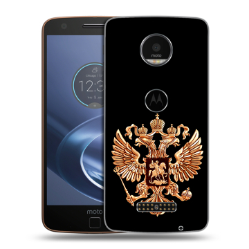 Пластиковый чехол на Lenovo Moto Z с принтом Герб России золотой