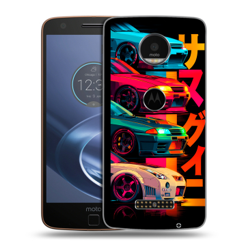 Пластиковый чехол на Lenovo Moto Z с принтом Гоночные машины