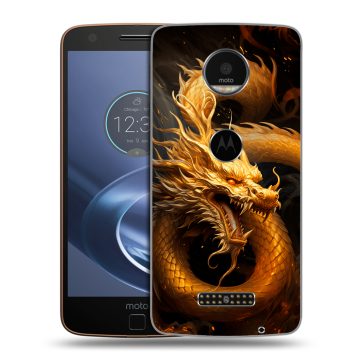Пластиковый чехол на Lenovo Moto Z с принтом Золотой дракон